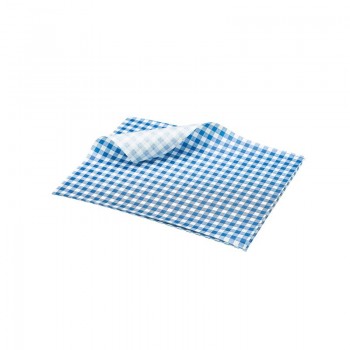 Greaseproof Paper Gingham Print Blue 25x20