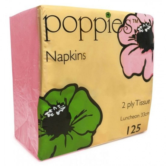 Coloured Napkins 40cm 2ply 4-Fold Pink