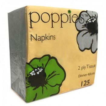 Coloured Napkins 40cm 2ply 4-Fold Grey