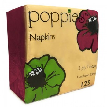 Coloured Napkins 40cm 2ply 4-Fold Burgundy