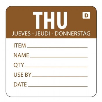 Dissolvable Day Label Thursday