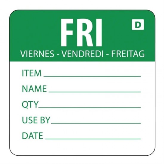 Dissolvable Day Label Friday