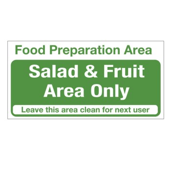 Hygiene Sticker Salad & Fruit Prep Area