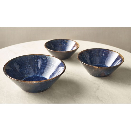 Aqua Blue Terra Porcelain Conical Bowls