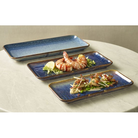 Aqua Blue Terra Porcelain Narrow Rectangular Plates