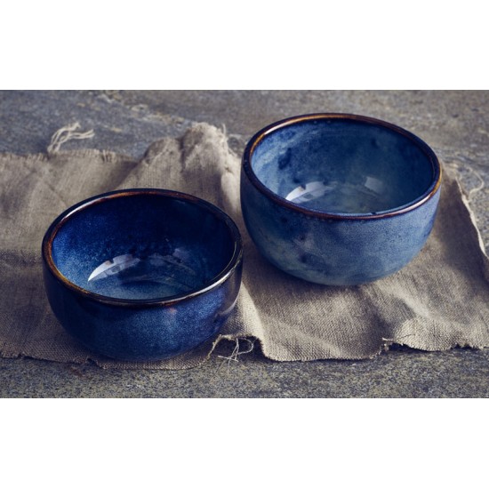 Aqua Blue Terra Porcelain Round Bowls