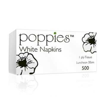 Poppies 30/1Ply White Napkin